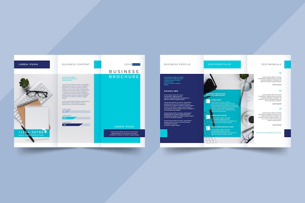 Abstract trifold brochure template with photo