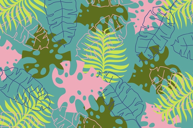 Abstract tropical leaves background