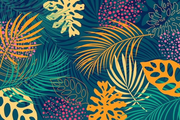 Free Vector abstract tropical leaves background