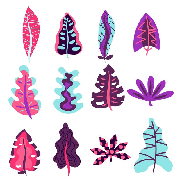 Abstract tropical leaves collection