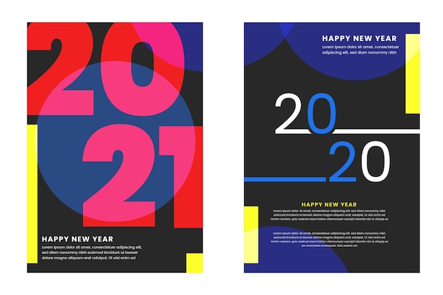 Abstract typographic new year 2021 party flyer template