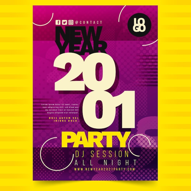 Abstract typographic new year 2021 party flyer template