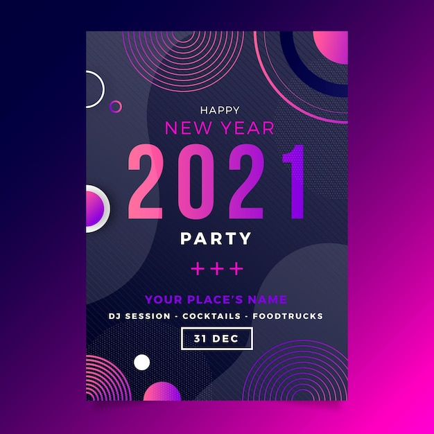 Free Vector abstract typographic new year 2021 party poster template