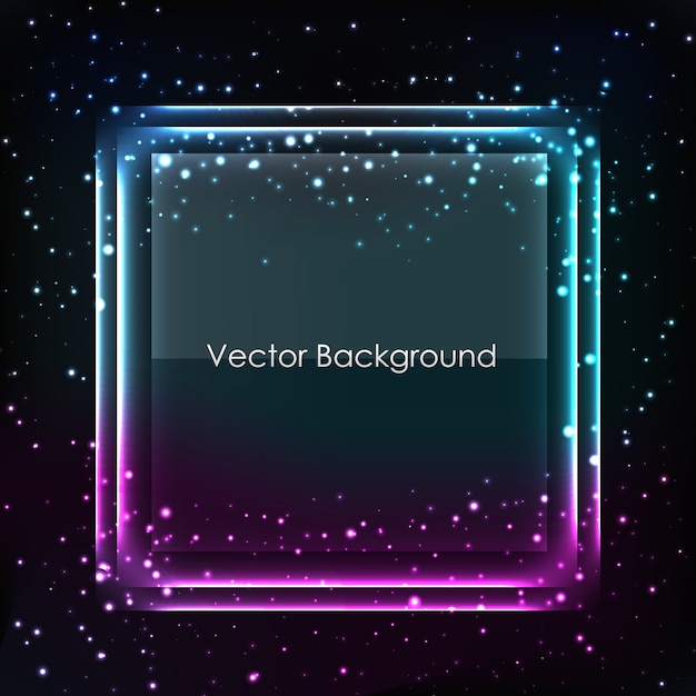 Abstract vector background with blue and purple frame on dark star