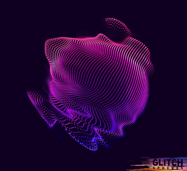 Free vector abstract vector colorful mesh on dark background futuristic style card corrupted point sphere