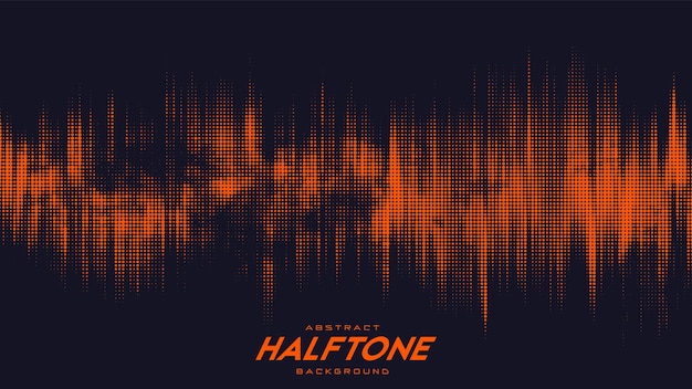 Abstract vector torn orange halftone sound wave. Scrathed dotted texture element.