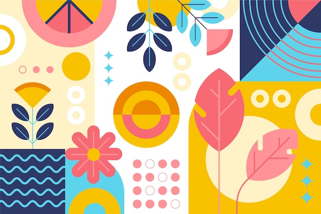 Abstract wallpaper with shapes and plants