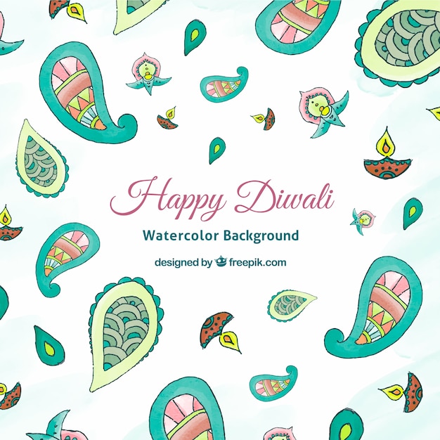 Abstract watercolor background of happy diwali