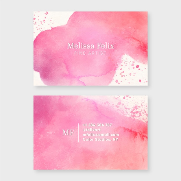 Abstract watercolor business card template theme