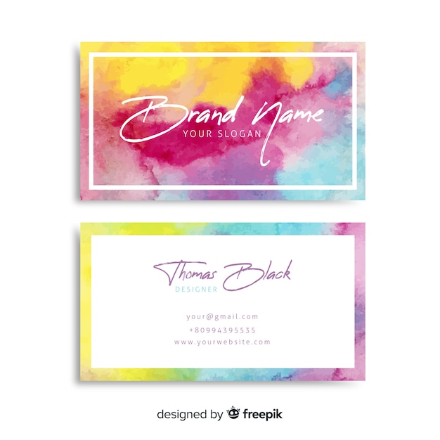 Abstract watercolor business card template