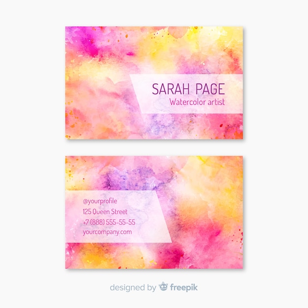 Abstract watercolor business card template