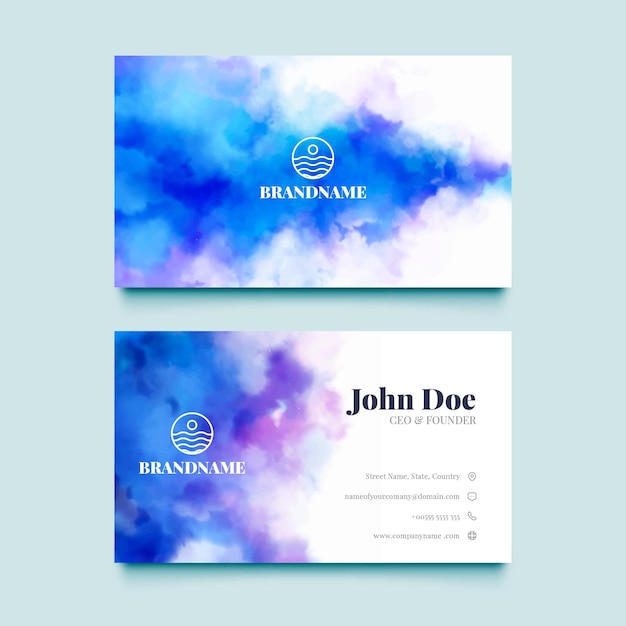 Abstract watercolor business card template