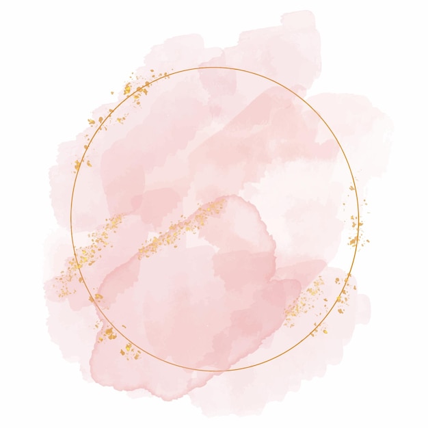 Abstract watercolor circular golden frame