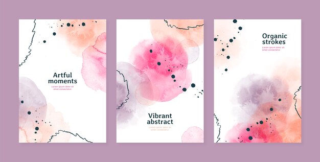 Abstract watercolor cover template set