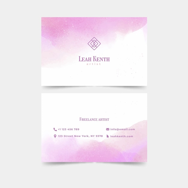 Abstract watercolor horizontal business card template