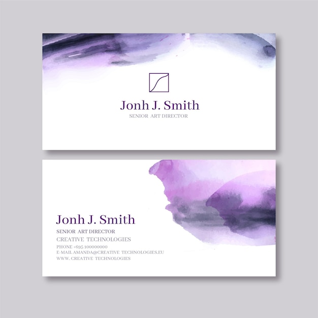 Free Vector abstract watercolor horizontal business card template