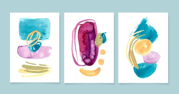 Free vector abstract watercolor shapes covers set