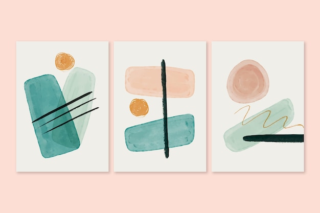 Abstract watercolor shapes pack of covers