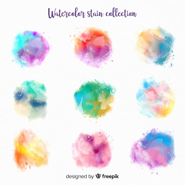 Abstract watercolor stains collection