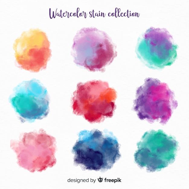 Abstract watercolor stains collection