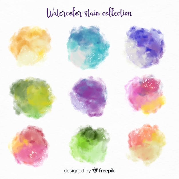 Abstract watercolor stains collection