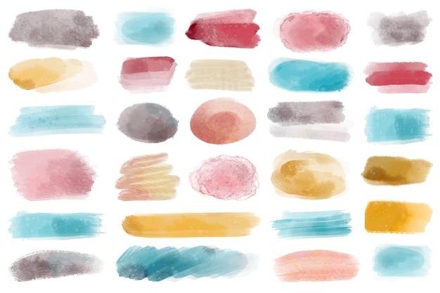 Abstract watercolor stains collection