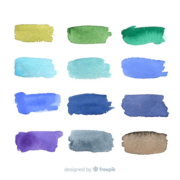 Abstract watercolor strokes collection