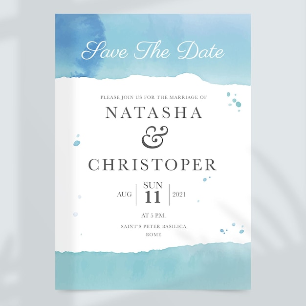 Abstract watercolor wedding invitation template