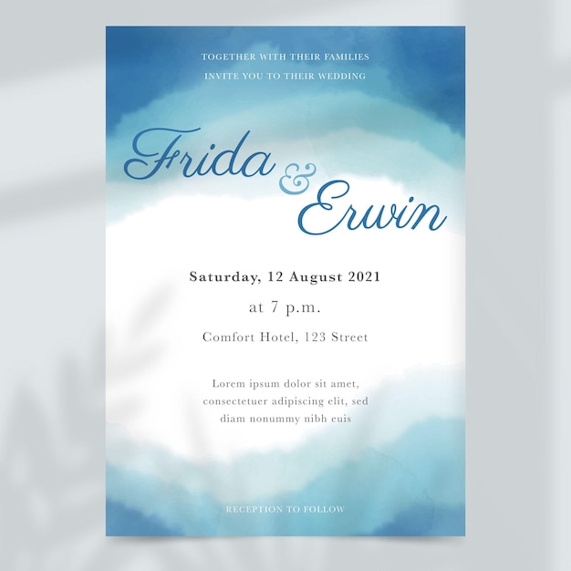 Abstract watercolor wedding invitation template