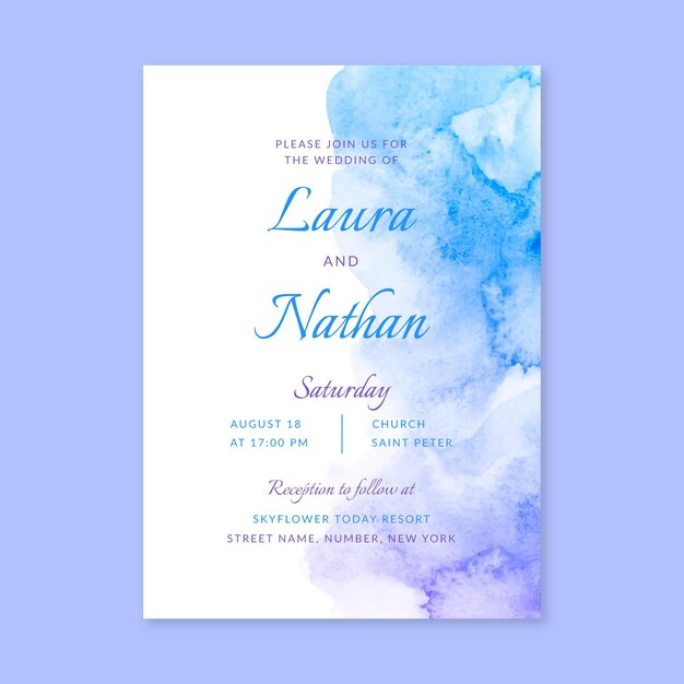 Abstract watercolor wedding invitation template