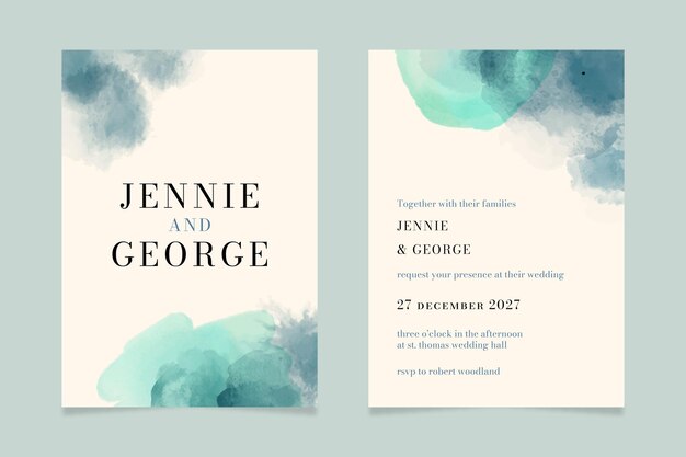 Free Vector abstract watercolor wedding invitation template