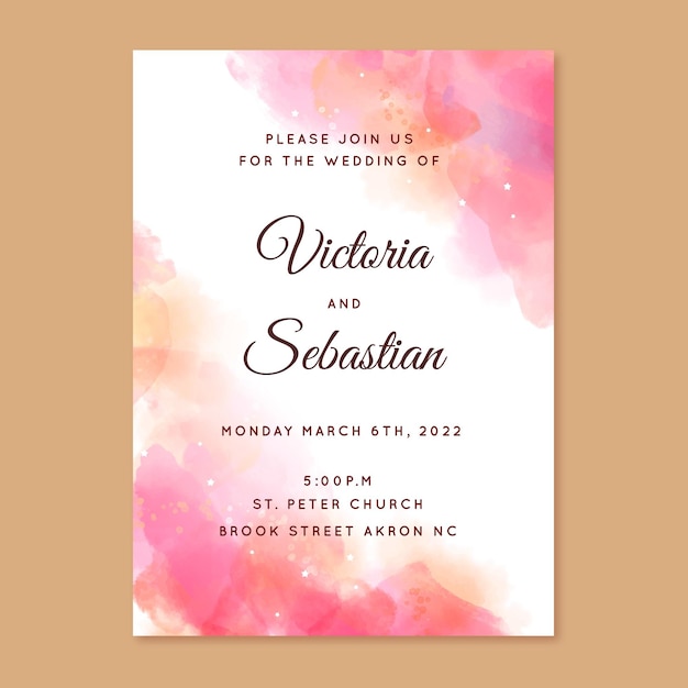 Free vector abstract watercolor wedding invitation