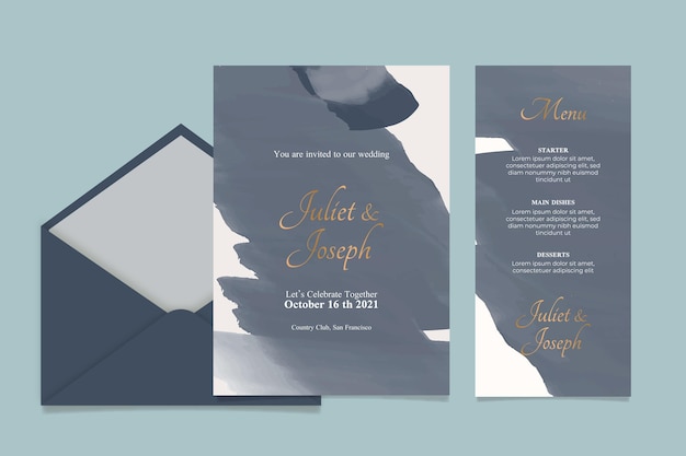 Abstract watercolor wedding invitation