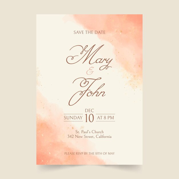 Abstract watercolor wedding invitation