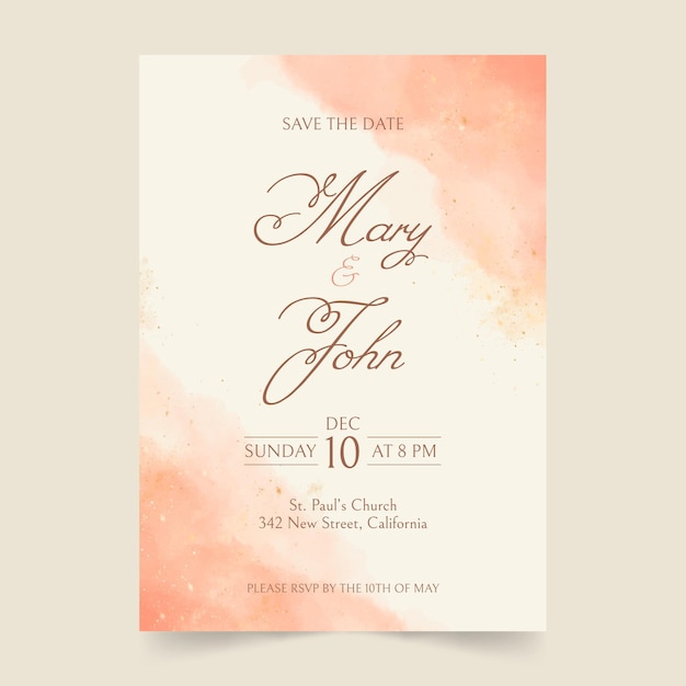 Abstract watercolor wedding invitation