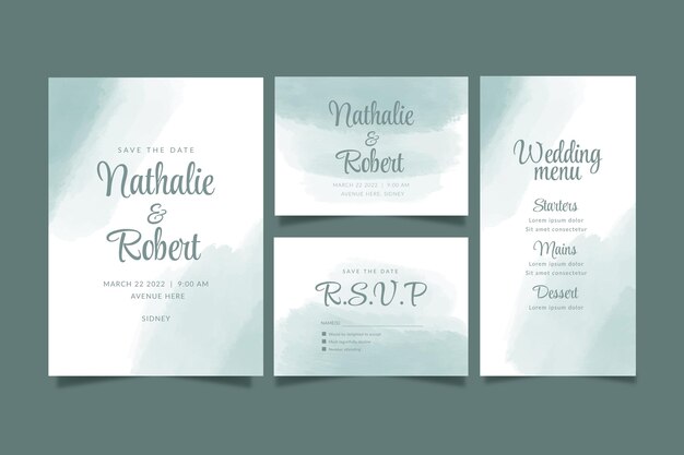 Abstract watercolor wedding stationery