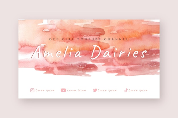 Free vector abstract watercolor youtube channel art template