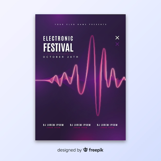 Free Vector abstract wave electronic music poster template