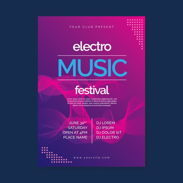 Abstract wave music poster template