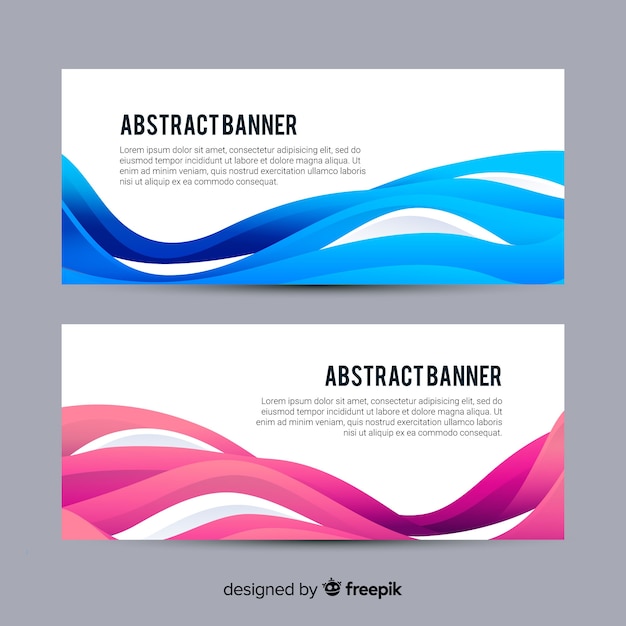 Abstract waves banner set