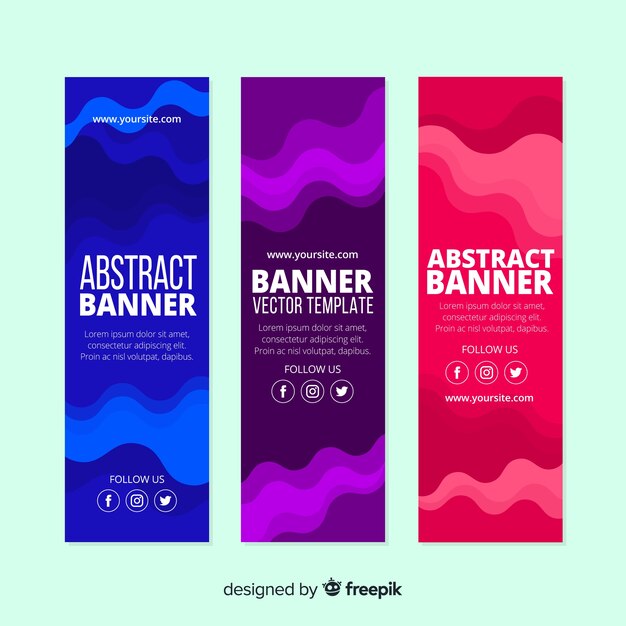 Abstract waves banner set