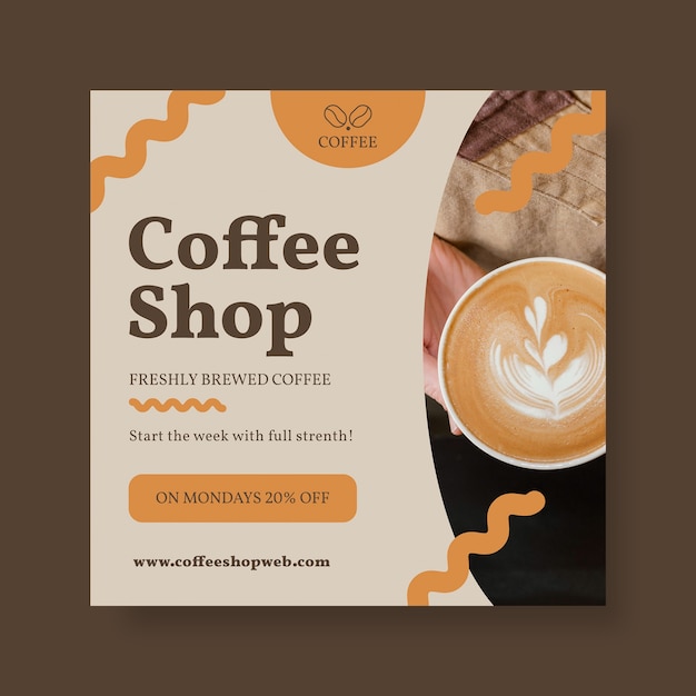 Free Vector abstract waves freshly brewed coffee shop facebook post