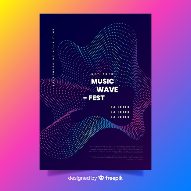 Abstract waves music poster template