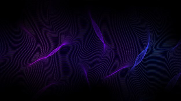 Abstract wavy background digital technology futuristic vector line design