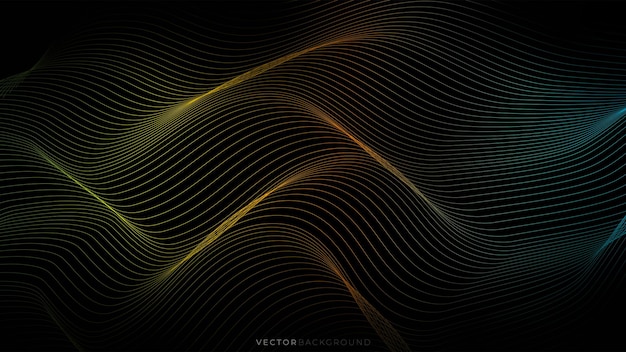 Abstract wavy background digital technology futuristic vector line design