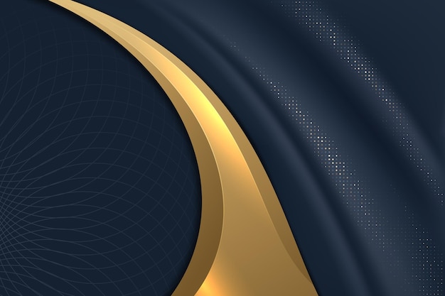 Abstract wavy luxury dark blue and gold background