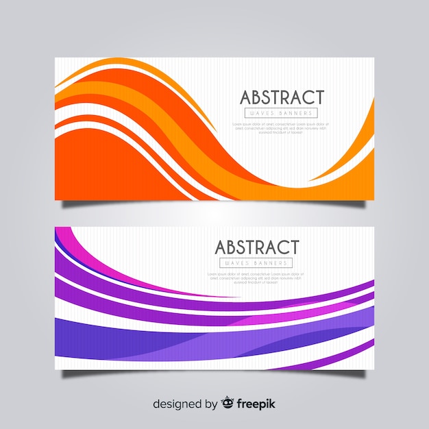 Abstract wavy shape banner set