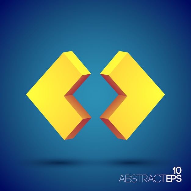 Free Vector abstract web concept with two orange 3d geometric shapes isolated