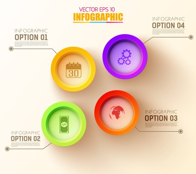 Abstract web infographic template with colorful circles and business icons