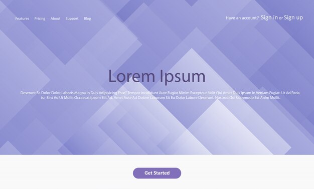 Abstract website landing page with geometric design